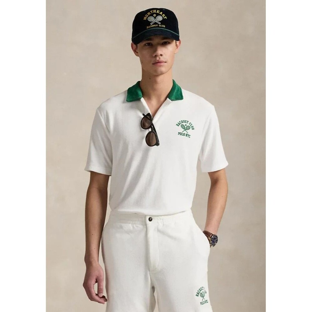 Polo Ralph Lauren Men's Standard Fit Terry Graphic Polo Shirt White XXL